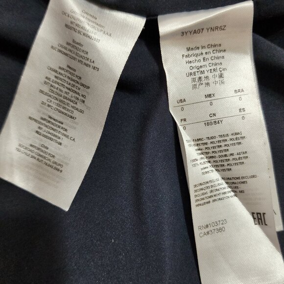 Armani Exchange Women’s Navy Faux Wrap Collared V Neck Dress Size 0 Excellent - Picture 7 of 9